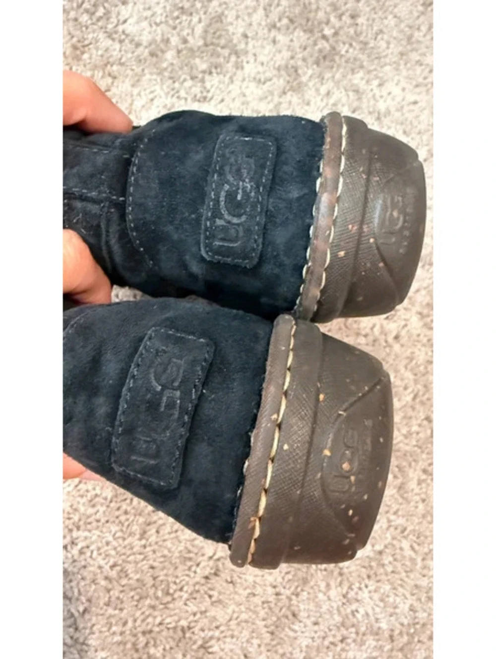 UGG Australia Black Sheepskin Lace-Up Winter Boots Women’s Size 8 EU 39